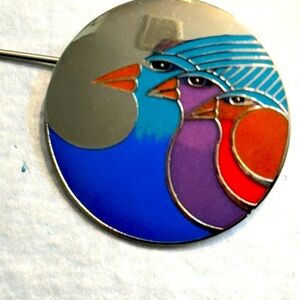 Laurel Burch Vintage Celestial bird pin brooch, approximately 1 “